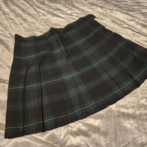 Plaid Women's Pleated Mini Skirt - Black and Green